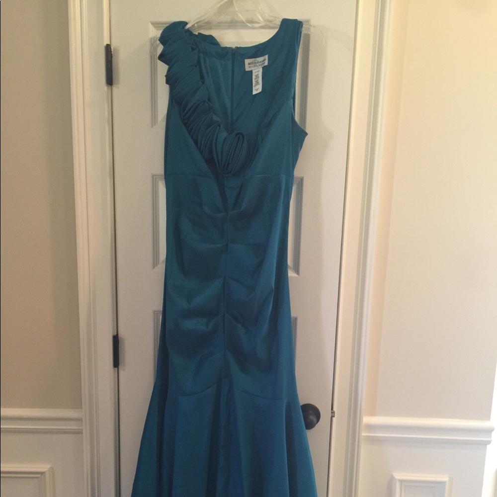 Long Teal Flirty Evening Gown